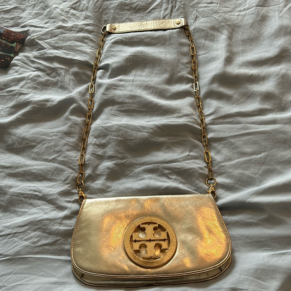 Tory Burch Gold clutch/ shoulder bag